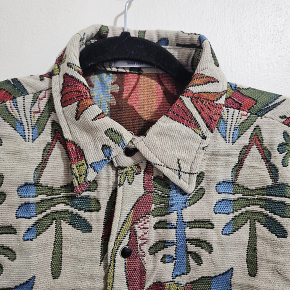 Aelfric Eden Tapestry Elephant & Camel Jacquard Button Down Shirt Small - Picture 4 of 15